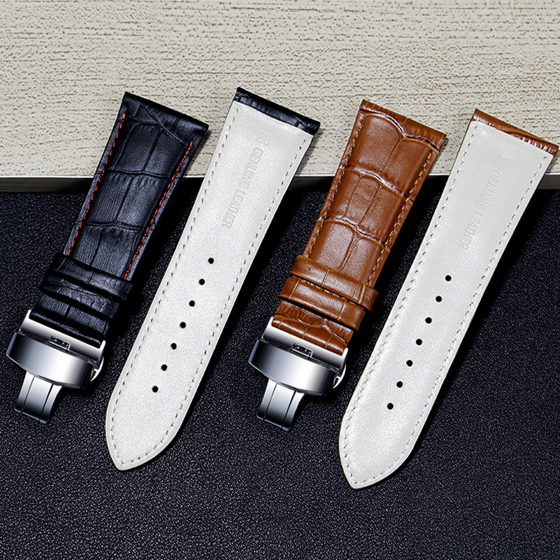 Spot wholesale leather watch strap 26/28/30mm cowhide wrist chain large size 808 bamboo strap generation