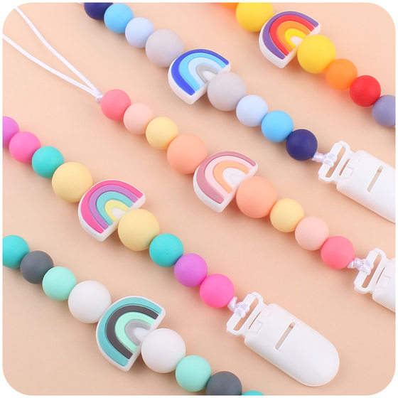 New baby supplies pacifier chain creative cartoon rainbow silicone baby bite molar anti-drop chain