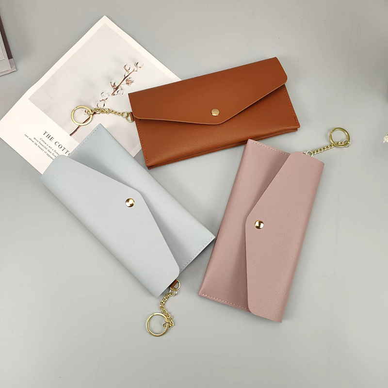 New Portable Women's Long Wallet Women's Hand Wallet Multi-Card Snaps Fashion Mobile Phone Bag Solid Color All-Match_voghion.com