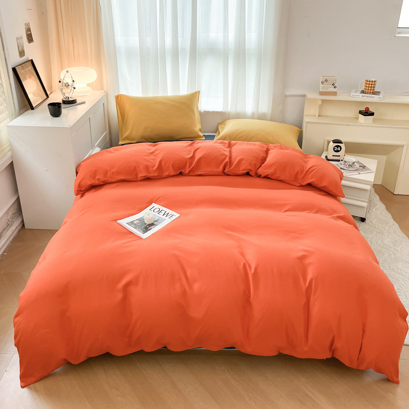 Strict selection of wholesale four-piece spring solid color sanding sheets quilt cover water-washed cotton ins wind double bed supplies