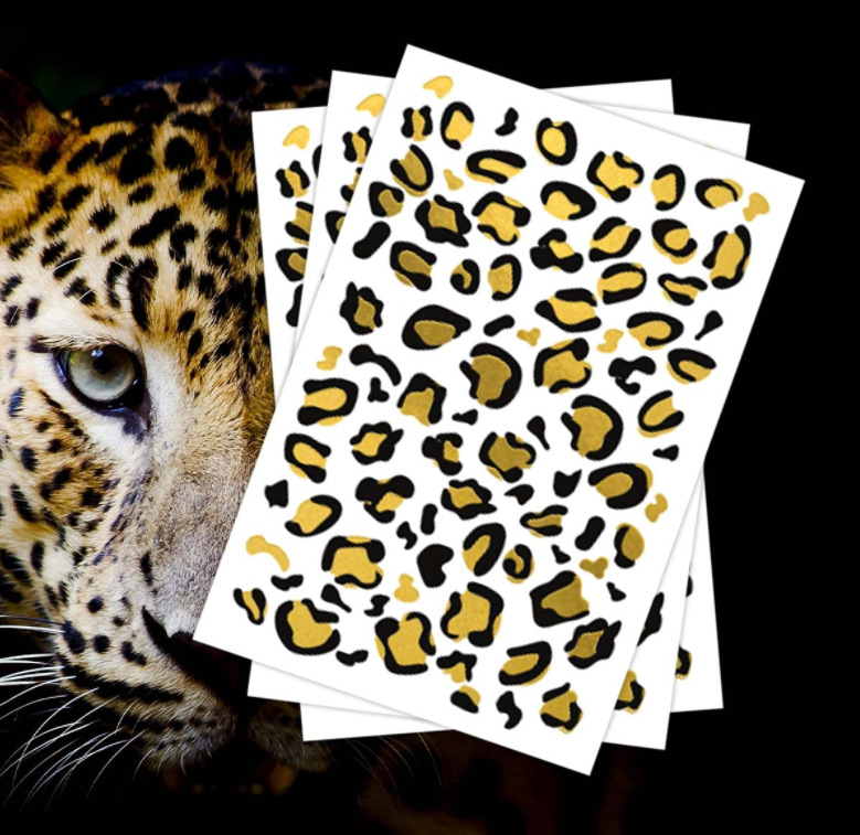 Cross-border quick-hair leopard gilding tattoo stickers European and American metal re-wind Party Party water transfer stickers tattoo