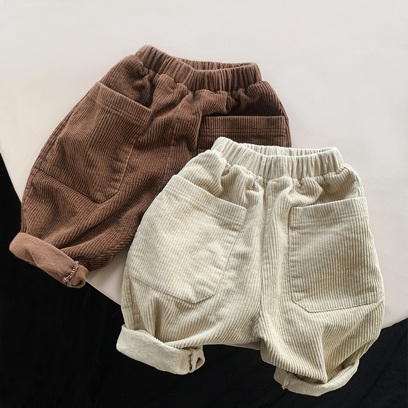 Boys' Corduroy Pants Children's Korean-style Spring Trousers for Kids and Baby Girls Casual Loose Pants