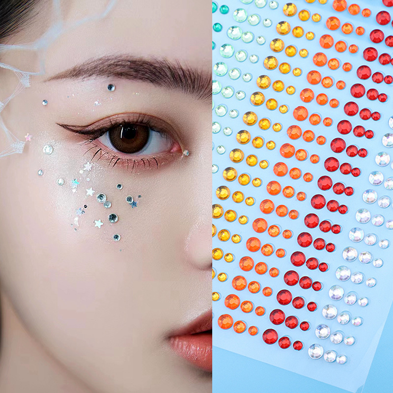 Cross-border Amazon Explosions 15 Color 900 Face Stickers Crystal Stickers Stage Beauty Makeup Diamond Acrylic Diamond Stickers