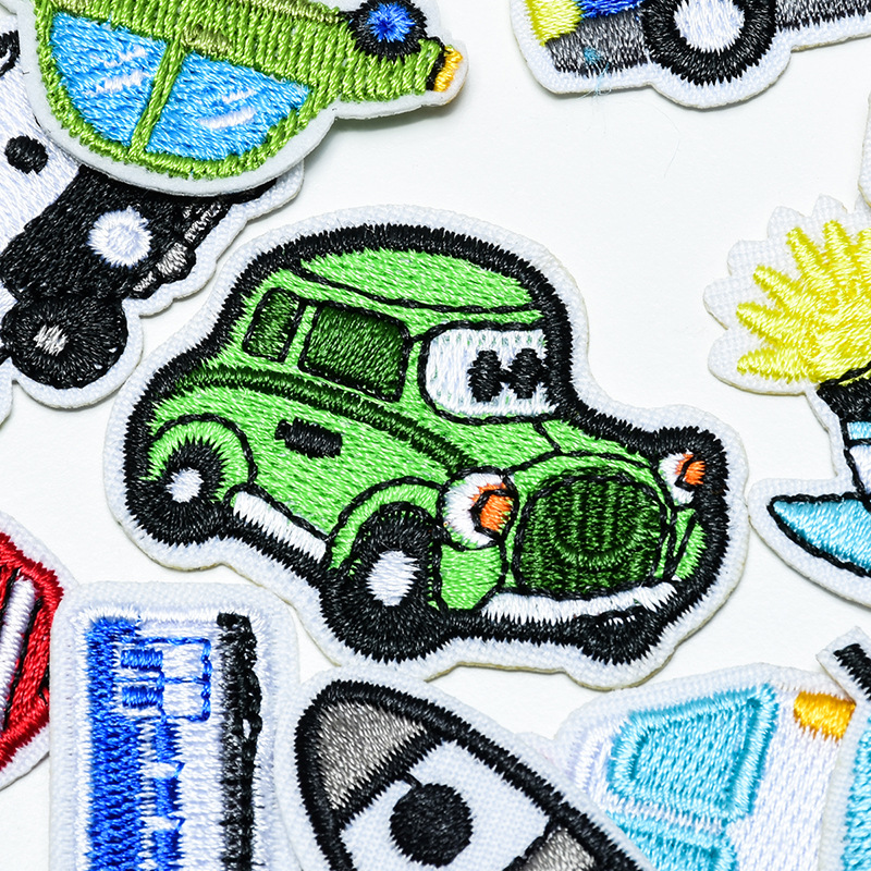 Cross-border hot sale cartoon car rocket ship submarine cloth stickers wholesale children's clothing accessories shoes and hats clothing accessories