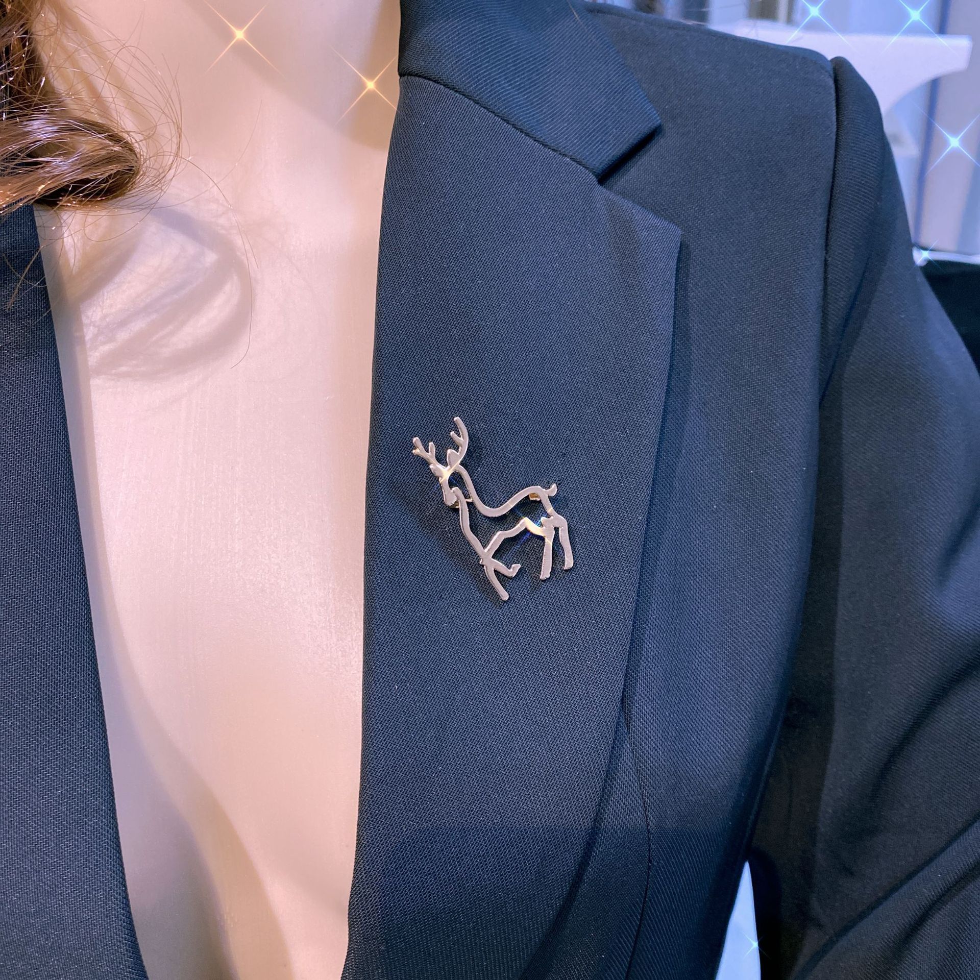 西服韓版簡易型光面胸花女式員工福利配飾獨立包裝別針小鹿胸針