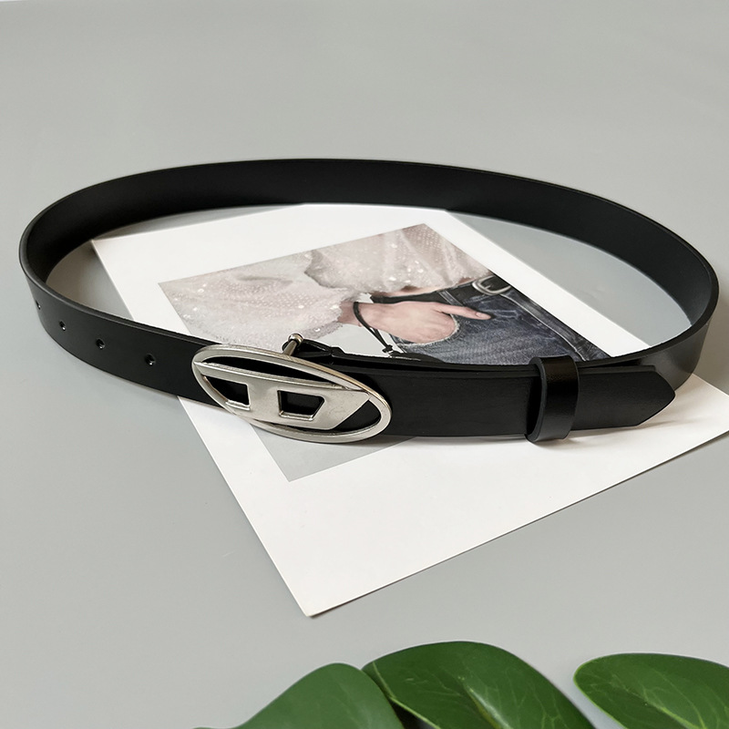 Spot matte matte fashion bright D Buckle American retro leather cowhide belt belt unisex tide