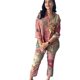 Amazon in stock foreign trade women's suit 2024 New shirt cropped pants fashion floral print two-piece set