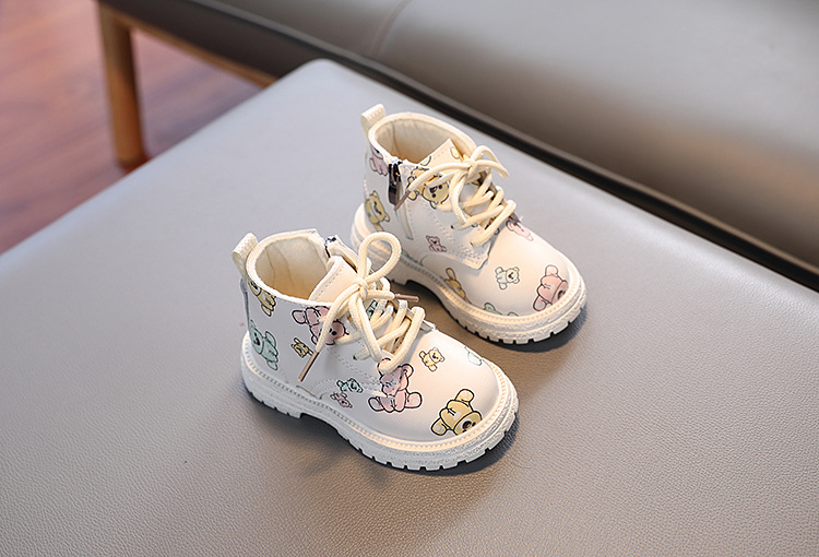 Winter Neue Mädchen Martin stiefel plus samt kurze stiefel baby schuhe cartoon bär zwei baumwolle leder stiefel großhandel generation_voghion.com