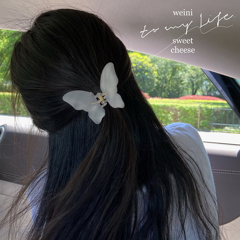 Super Immortal Flesh Butterfly Clip Shark Clip Women's Summer Back Head Hairpin Small Headwear Clip Hair Accessories New Style Hair Grab