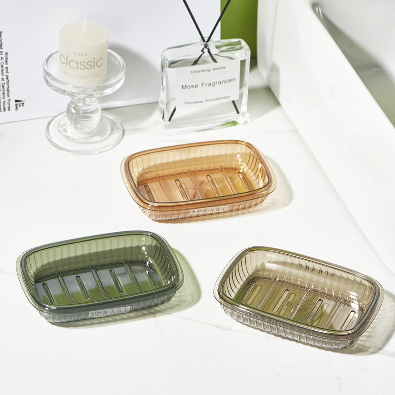 Light luxury plastic soap box bathroom soap holder portable laundry soap double-layer draining soap box bathroom soap box