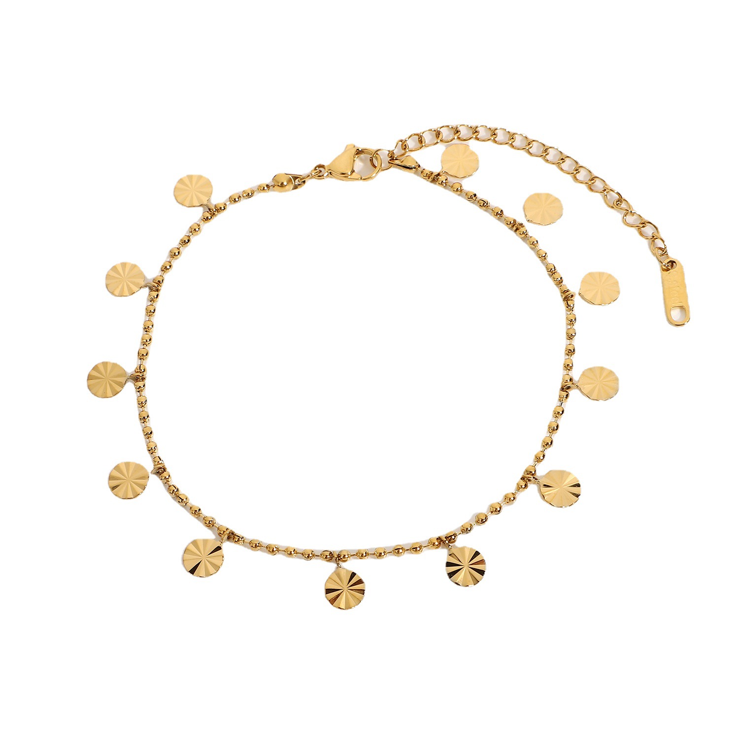 Europe and the United States INS net red 18K gold-plated 316L stainless steel anklet beaded petal disc pendant anklet anklet accessories women