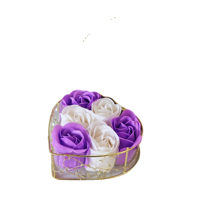 Imitation flower 6 soap flower iron basket creative housewarming wedding gift rose ornaments manufacturers spot