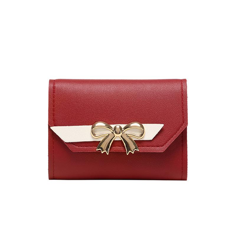 Foreign trade wholesale Women's contrast color bow multi-card coin purse 2022 Korean summer and autumn new mini wallet
