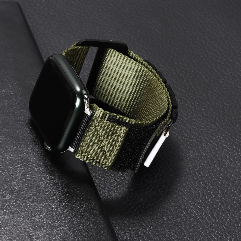 魔術貼搭扣尼龍錶帶適用於蘋果applewatch手錶帶38/42/44mm橙藍綠