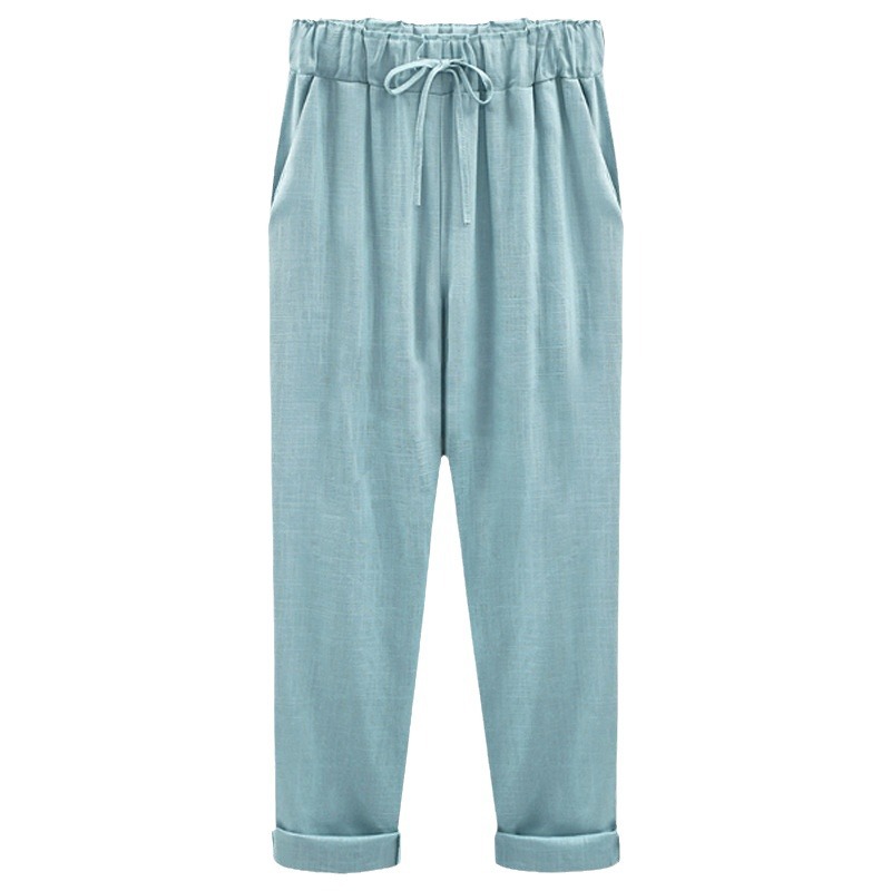 Summer new pants women's imitation cotton and linen pants plus fat plus size 300kg chubby girl loose thin women's pants