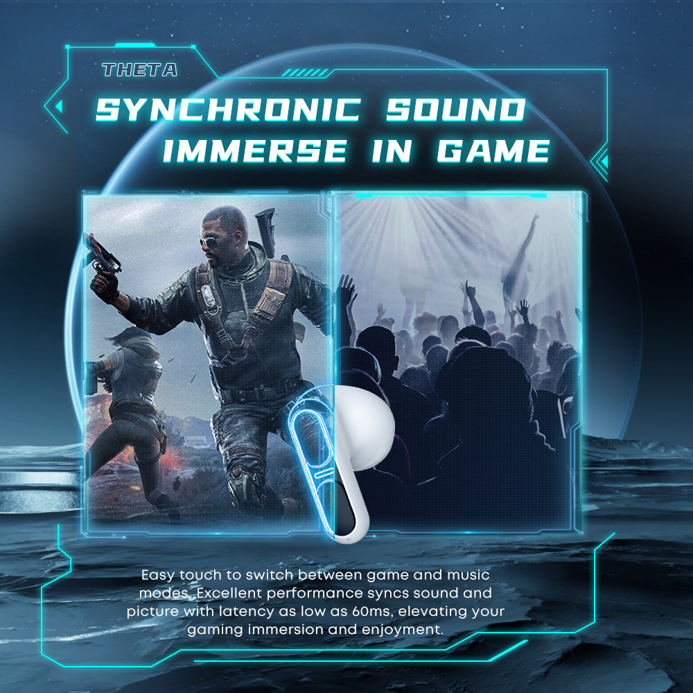 Cross-border Theta Bluetooth headset ENC noise reduction dual stereo gaming headset Android ios universal