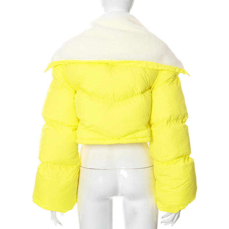 Q22TP392 European and American women's clothing 2022 autumn and winter New Fashion solid color embroidery North American small stand collar casual cot_voghion.com