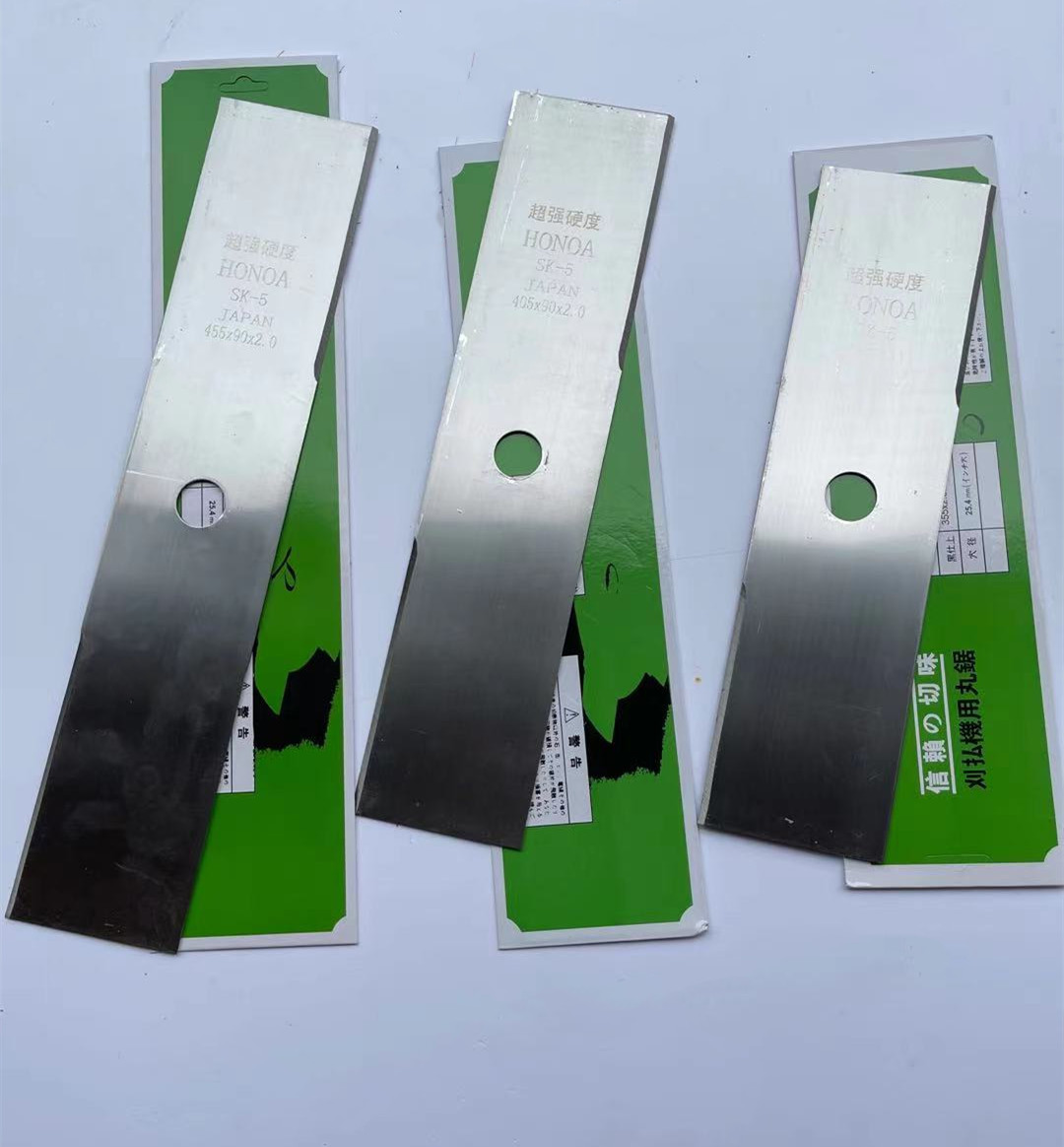 Wholesale lawn mower imported SK5 lengthened one-word blade brush cutter universal accessories 455mm thick white steel blade