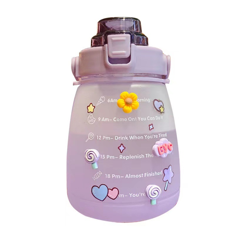 Internet Celebrous Sports Water Cup Women's Summer Large Capacity Portable Suction Cup Cute Big Belly Cup Student Cross-border Water Bottle