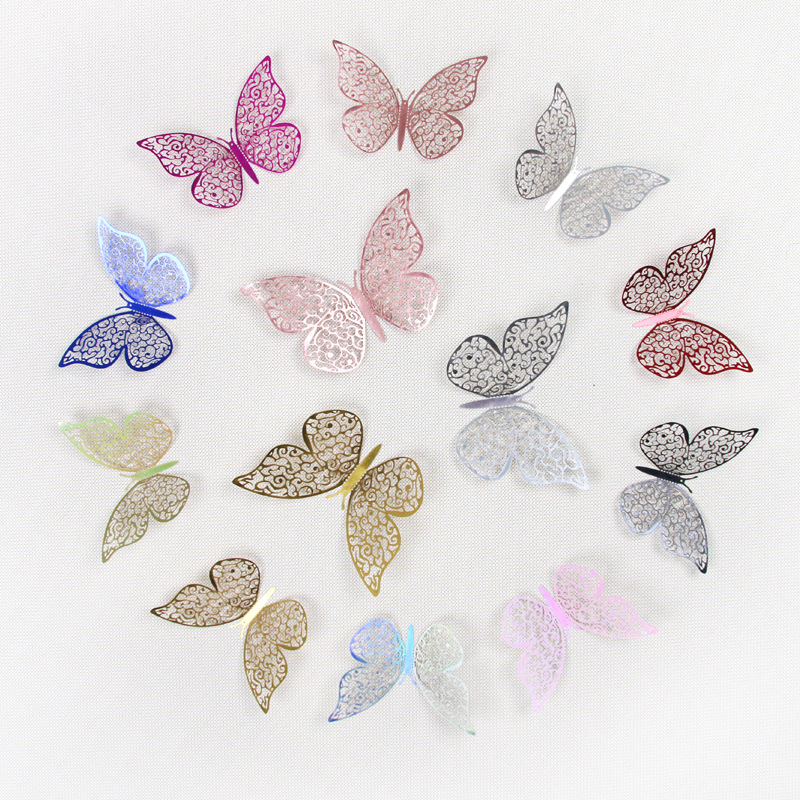 Hollow Butterfly Wall Stickers 3D Hollow Paper Butterfly Amazon Foreign Trade Wedding Festival Layout Home Decoration
