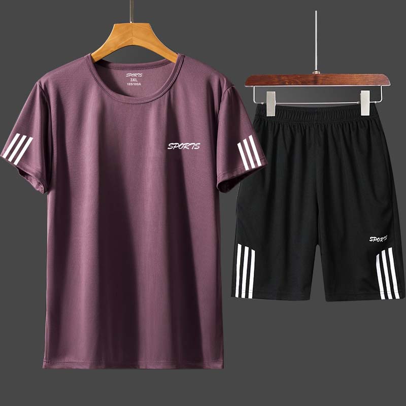 Sports suit Men's Summer Casual suit Gym Running Clothes Loose Crewneck Group Printed Quick-drying T-shirt