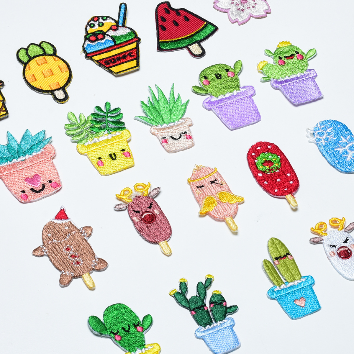 Beautiful plant cloth stickers cartoon bonsai embroidery decals cactus repair patch accessories Decorative ironing stickers