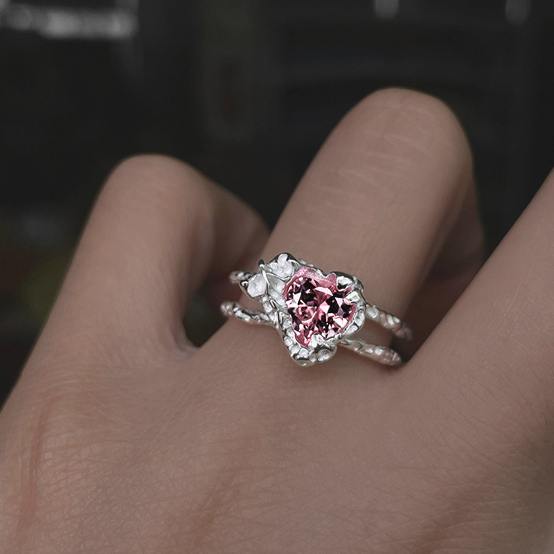 niche ontwerp hoogwaardige open ring licht luxe elegante zoete voedsel vinger ring trendy liefde roze diamanten ring voor vrouwen_voghion.com