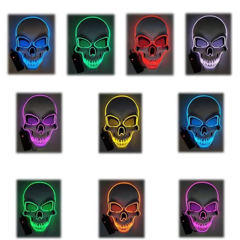 Halloween LED luminous horror mask cold light skull mask men's and women's party props cross-border e-commerce source
