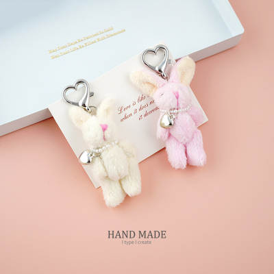 South Korea ins handmade pink rabbit love car bag pendant keychain AirPods pendant cute girl