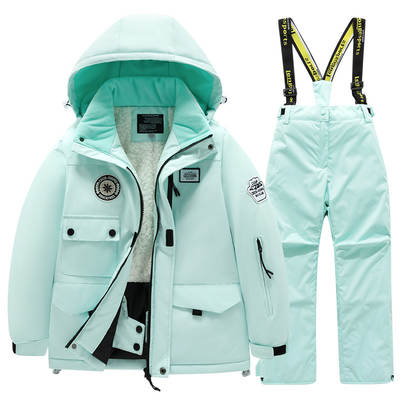 Winter children's ski suit suit boys and girls windproof waterproof jacket thickened warm snow playing full set of professional equipment