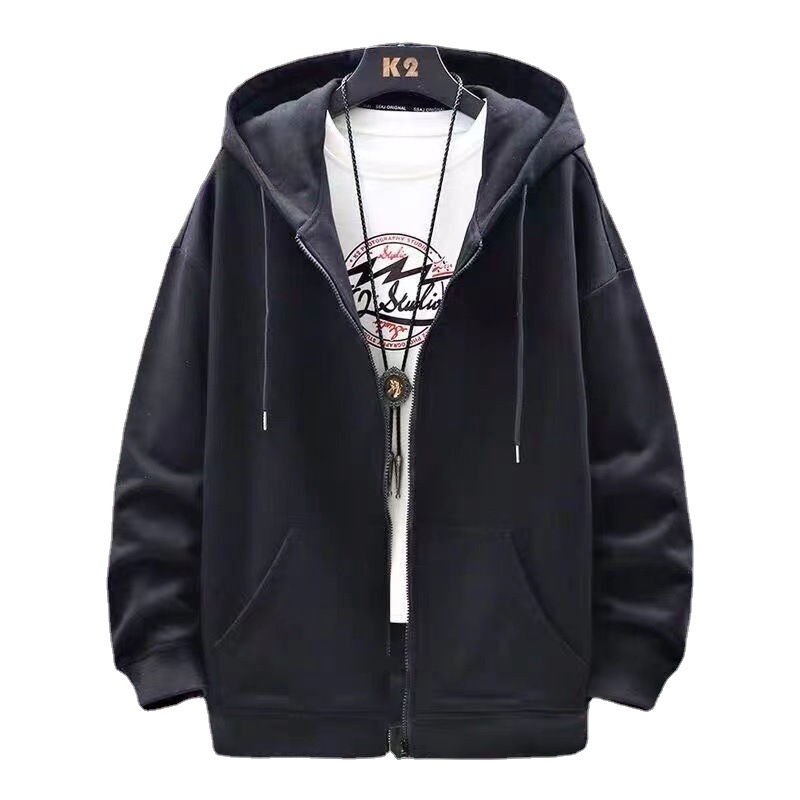 Add velvet sweater men's coat large size add fat thick loose hooded sweater solid color round neck pullover sweater wholesale