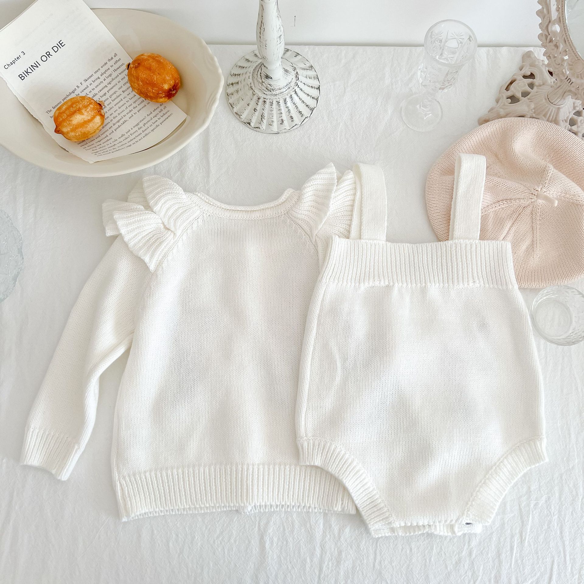 2022 Baby 3-6-September Baby Suit Flower Coat Strap Hassel Climbing Suit Two-Piece Single Shot