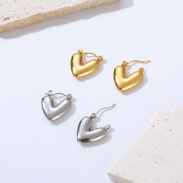 日韩新款不规则爱心钛钢镀金个性简约耳环时尚小众设计饰品耳饰女