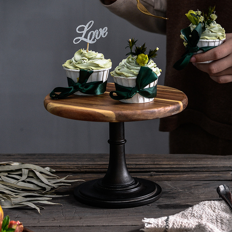Wooden high-leg cake tray dessert table decoration birthday display stand pastry bread desserts forest tasting tray