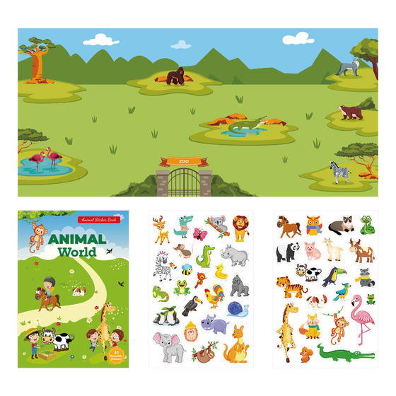 New children's stickers book wholesale fun diy scene stickers animal dinosaur ocean stickers sticker book
