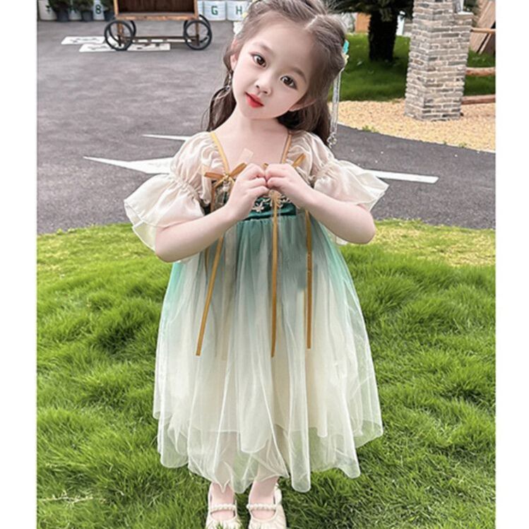 Girls' Summer Ancient Clothing Hanfu Super Fairy 2023 New Children's Princess Style Dress Chinese Style Baby Dress for Summer