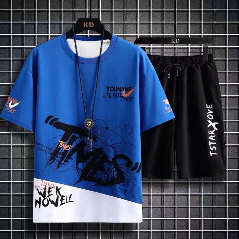 New quick-drying youth suit men's short-sleeved T-shirt summer casual shorts sports two-piece suit Handsome Men's Fashion