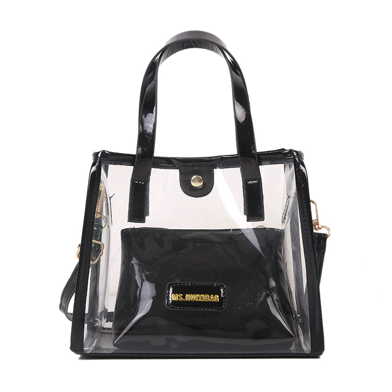 European and American Large Capacity Fashionable Transparent Handbag Jelly Beach Bag Letter Women's Bag Single Shoulder Tote Bag