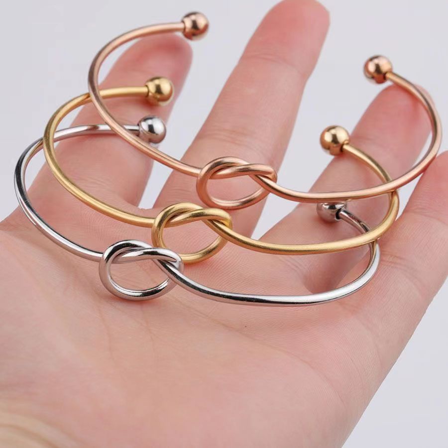 European and American simple open knotted love bracelet South Korea jewelry fashion women's bracelet C- type adjustable non-color changing