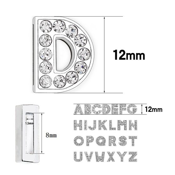 Supply 8mm rhinestone alphabet beads English White Diamond alphabet suitable for DIY bracelet bracelet wristband accessories jewelry
