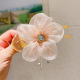 Pink flower tassel ball head grip clip