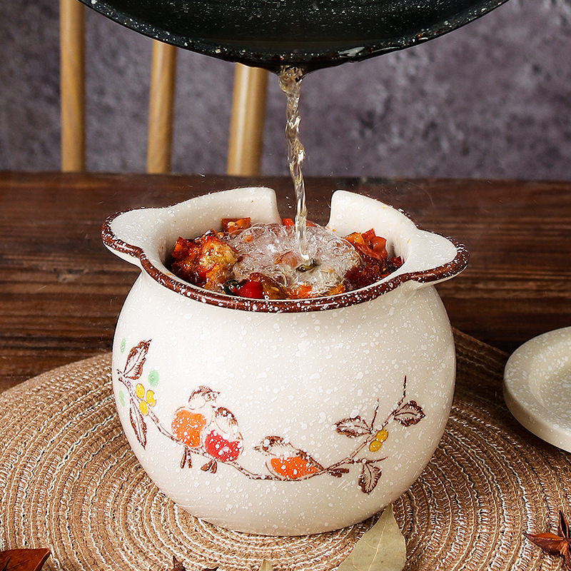 Ceramic lard jar, high temperature resistant household kitchen oil, spicy oil jar, chili oil jar, retro condiment jar