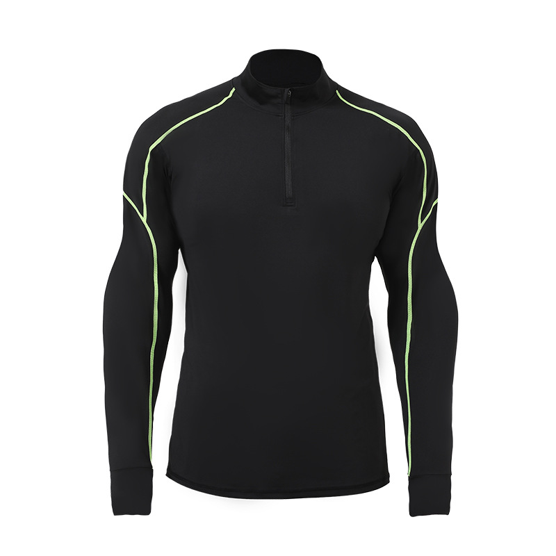 Autumn and Winter half zipper stand collar workout clothes men's PRO sports running training long sleeve high elastic quick-drying tights
