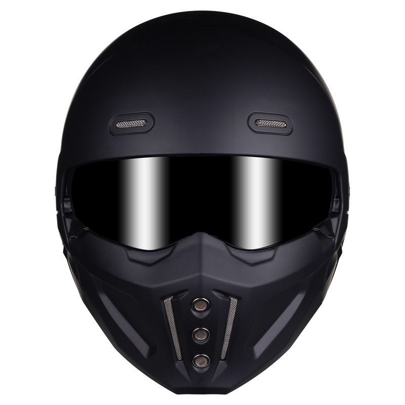 Cross-border Samurai Black Scorpion Helmet Male Harley Retro Combination Helmet Half Helmet Four Seasons Electric Car Helmet