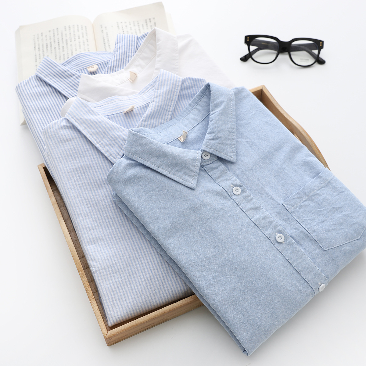 898 Simple Oxford Spinning Shirt Women's Korean Style 2021 Autumn New Loose Casual Base Shirt Top