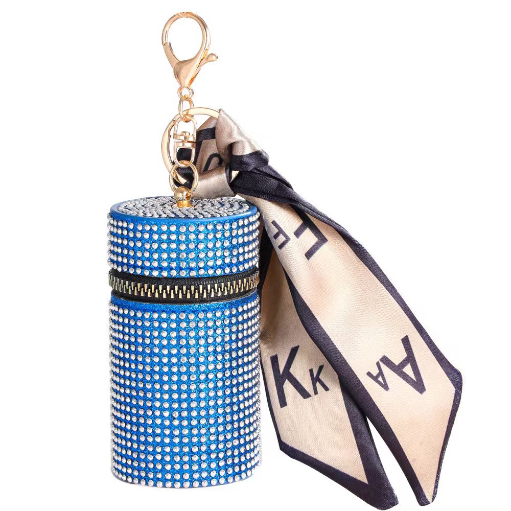 Tiktok live a diamond bucket lipstick bag keychain Coin Coin Coin purse mini bag pendant silk scarf