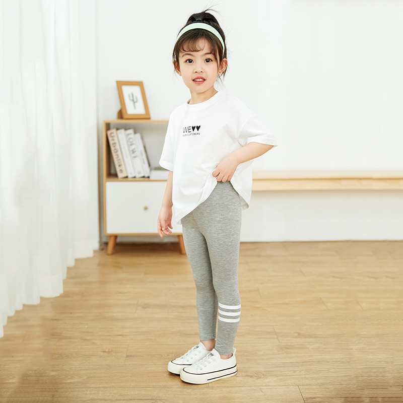 Girls' Leggings Thin Casual Stretch Modal Cropped Pants Small and Medium-sized Children's Baby's Western Style Outer Wear Pants for Hair