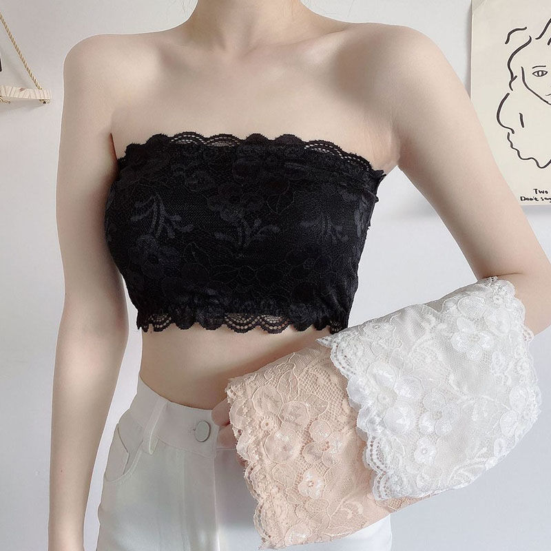 Lace lace sexy one-word round tube top anti-light strapless base underwear beautiful back underwear women's factory direct sales