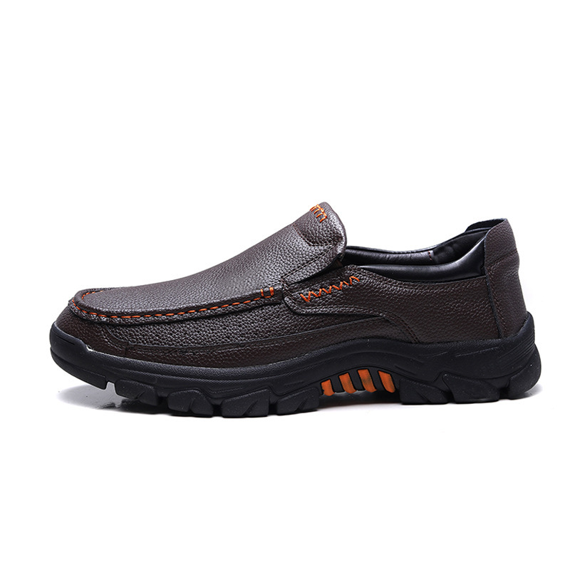Cross-border Men's Shoes plus size Casual Business Leather Shoes Men's Breathable Middle-aged and Elderly Dad Shoes Slip-on Outdoor Mountaineering Shoes for Men