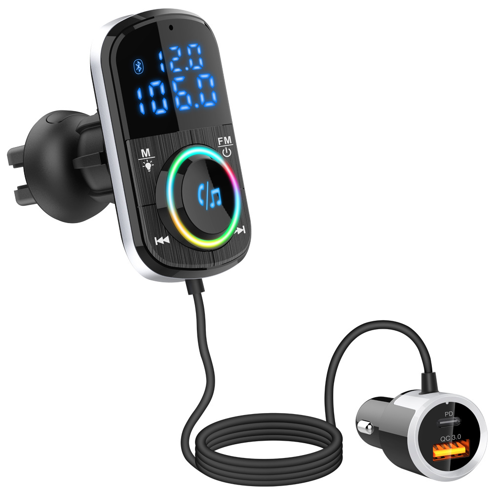 Dual-screen atmosphere light display car MP3 Bluetooth player lossless sound quality HD sound fast charging car charger